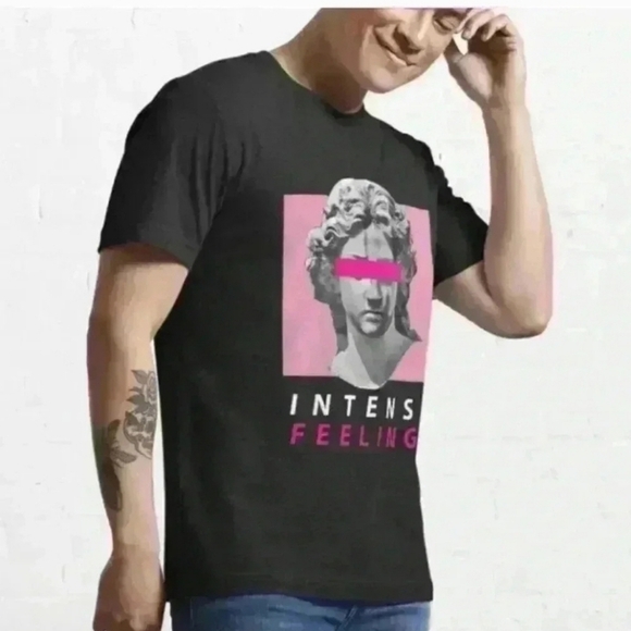 Intense Feeling Black and Pink Graphic Tee - Picture 1 of 8